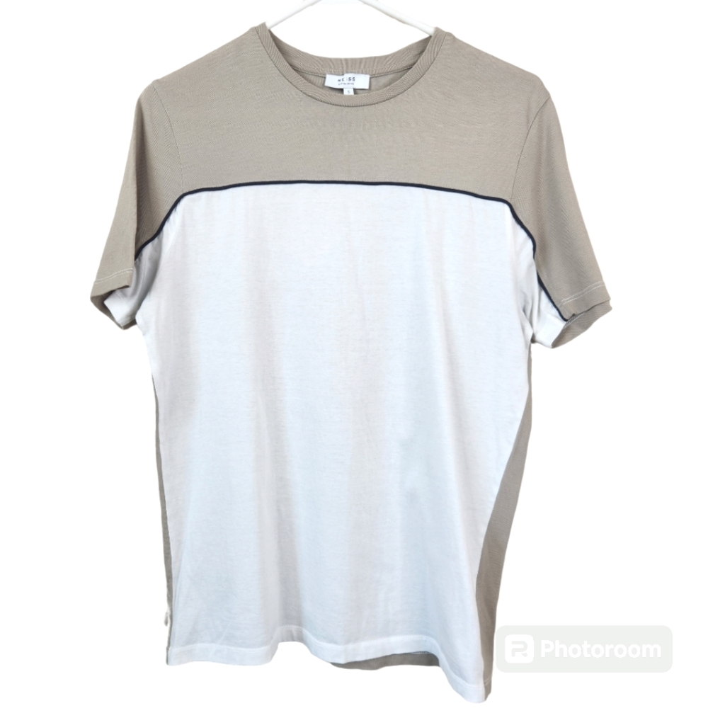 Reiss Short Sleeve Colorblock Egyptian Cotton Tee Small